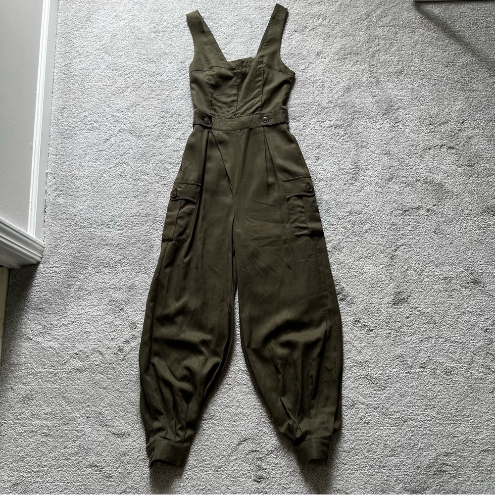 Nasty Gal Let It Cargo Army Green Jumpsuit